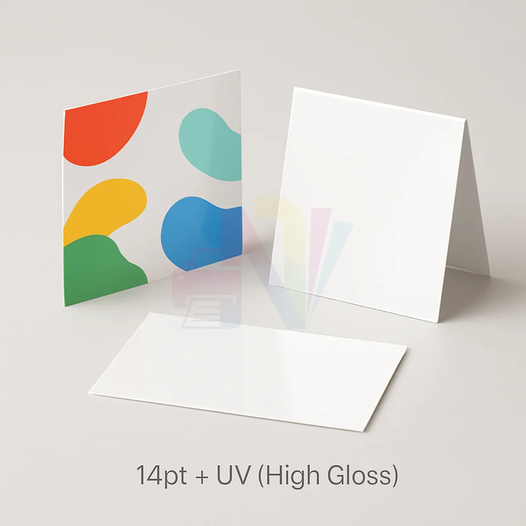 Folded Business Cards - 14pt + UV (High Gloss)
